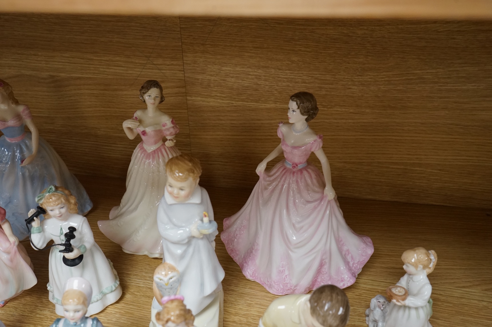 A collection of Royal Doulton figures to include Treasure Island, The Land of Nod, Hope, Bo Peep, Marie, etc, largest 22cm high